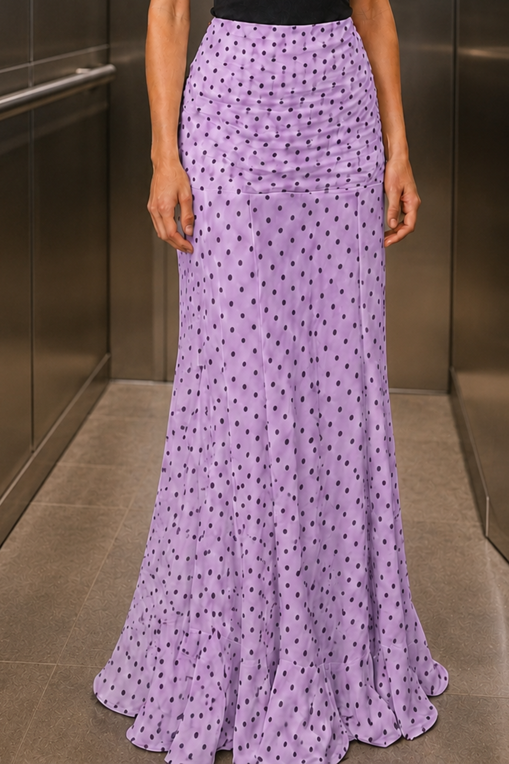 High Waist Polka Dot Hip Long Skirt
