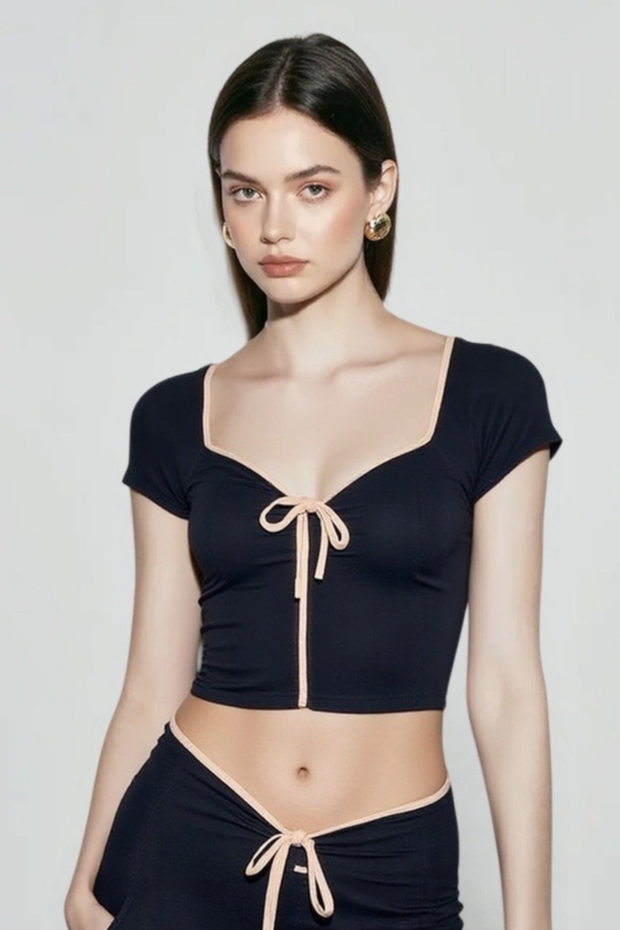 Colorblock Crop Fitted T-shirts