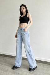 Embroidered Butterfly Raw Hem Jean