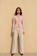 Slim Long Sleeve Ribbed Cardigan