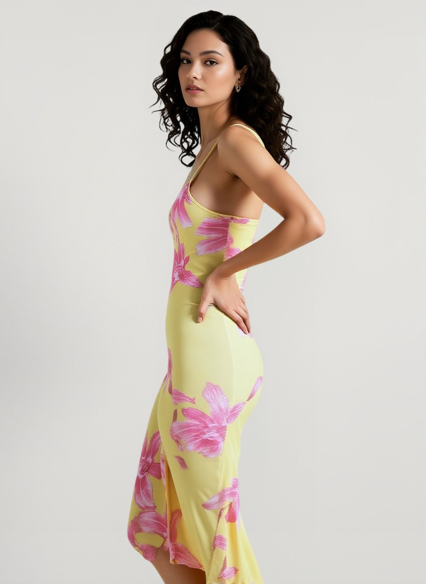 Slim Backless Print Cami Vacation Dress
