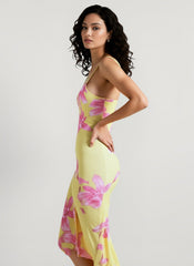 Slim Backless Print Cami Vacation Dress