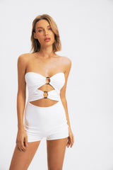 Off Shoulder O-Ring Decor Cut Out Rompers Playsuit