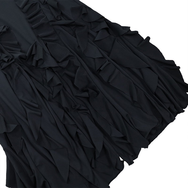 Ruffle-Trim Halterneck Gown