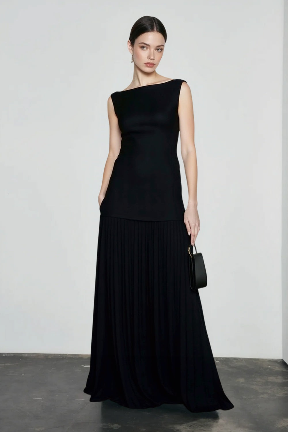 Solid Color Sleeveless Knit Slip Prom Dress