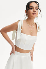 Knot Straps Lace Up Crop Top