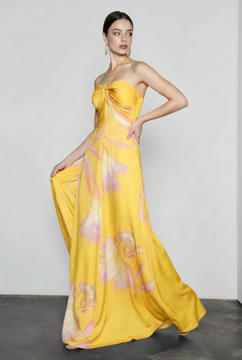 Print Backless Strapless Vacation Dress
