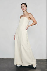 Linen Strapless High Waist Vacation Dress