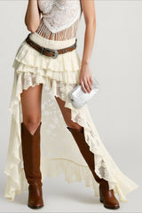 Lace Asymmetric Bodycon Skirt