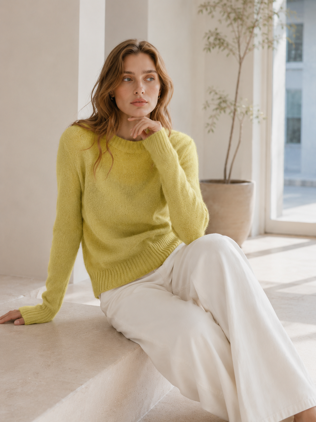 Candy Pastels Sheer Crew Neck Lightweight Knit Top