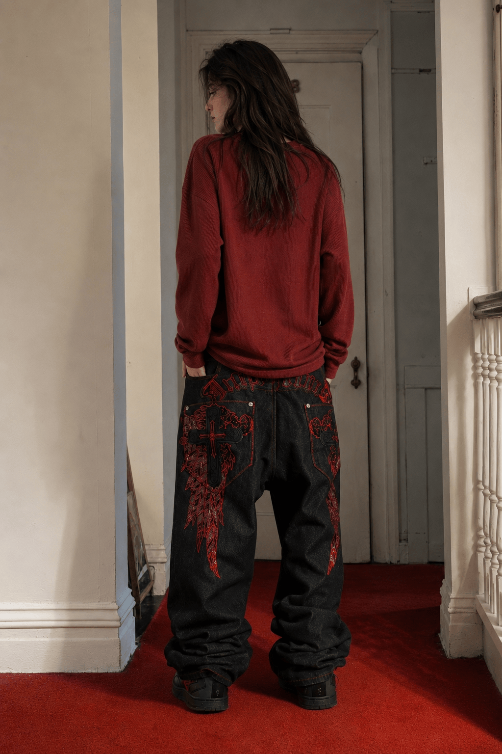 Y2K Dark Embroidered Cleaning Pant