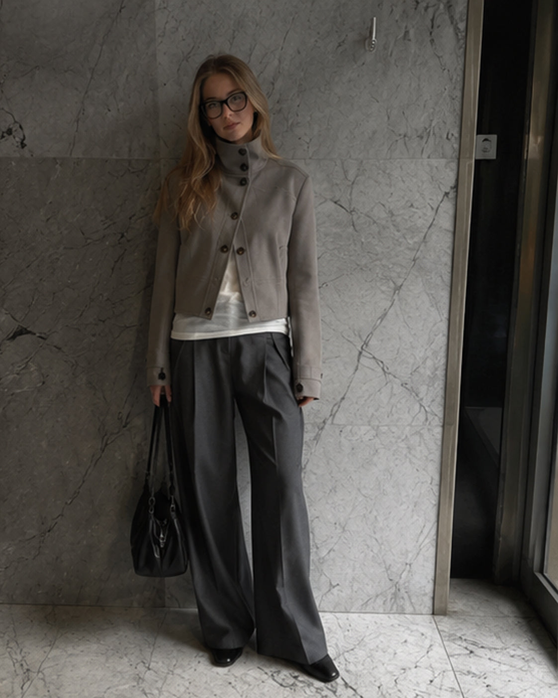Slim Cropped Turtleneck Casual Jacket