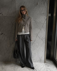 Slim Cropped Turtleneck Casual Jacket