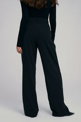 High Waist Dual Pocket Draped Wide Leg Pants