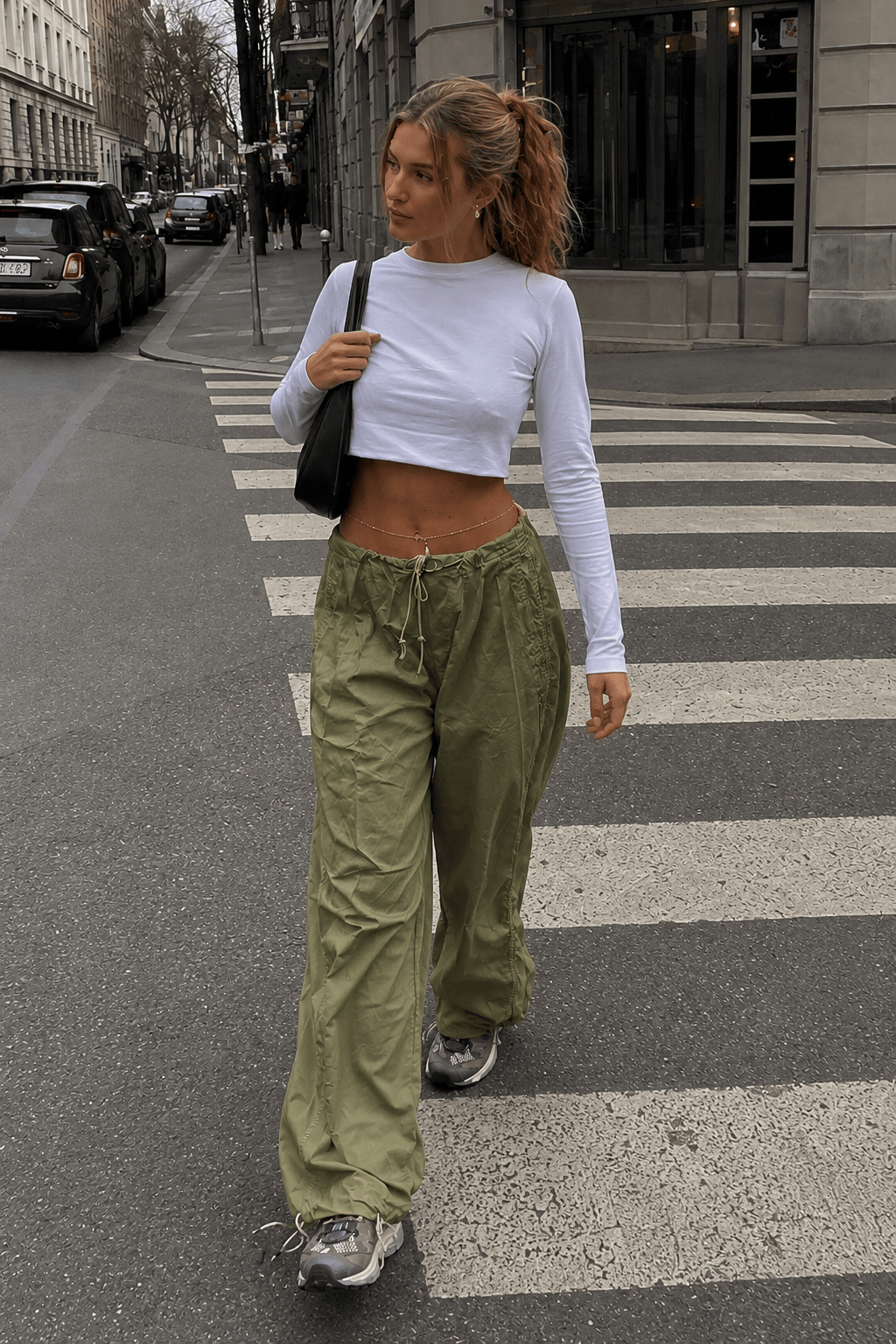 Fashionable Low-Waisted Drawstring Cargo Pant