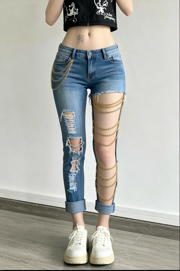 Vintage Ripped High Waist Skinny Jeans
