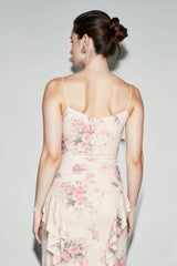 Floral Ruffle Cami High Waist Vacation Dress