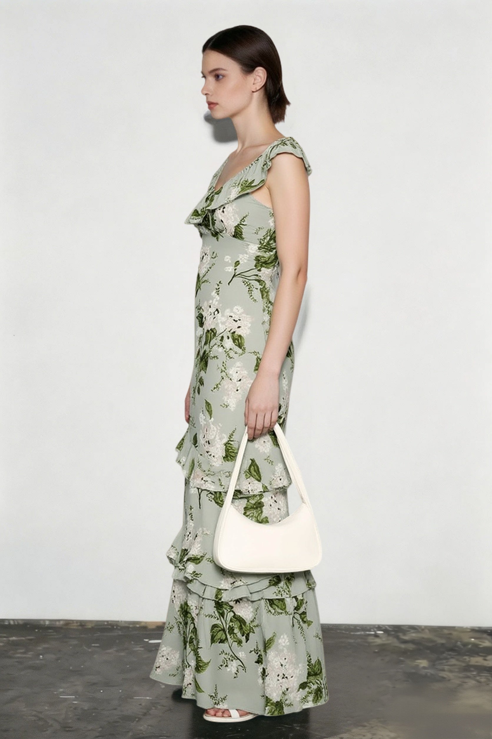 Elegant Ruffle Floral Dress