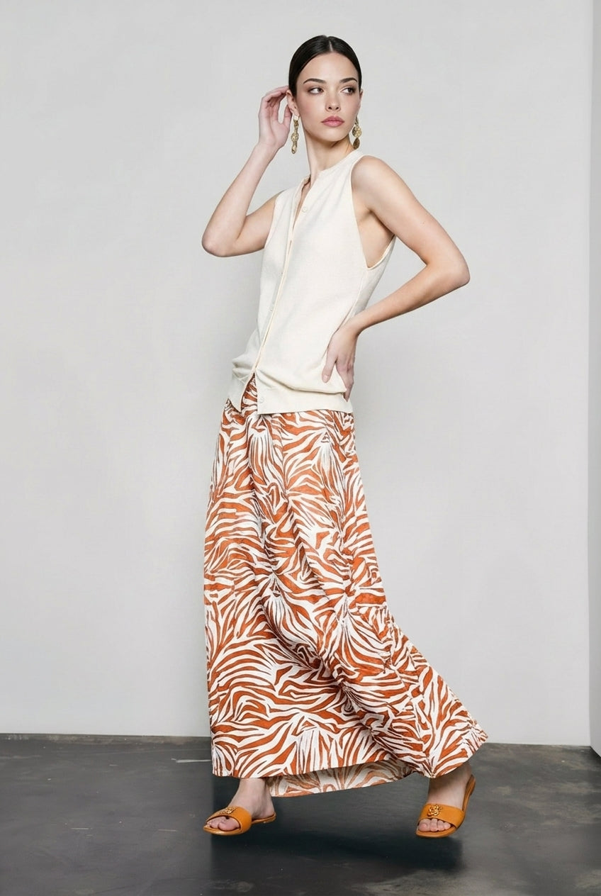 Elegant Zebra Print Umbrella Vacation Skirt