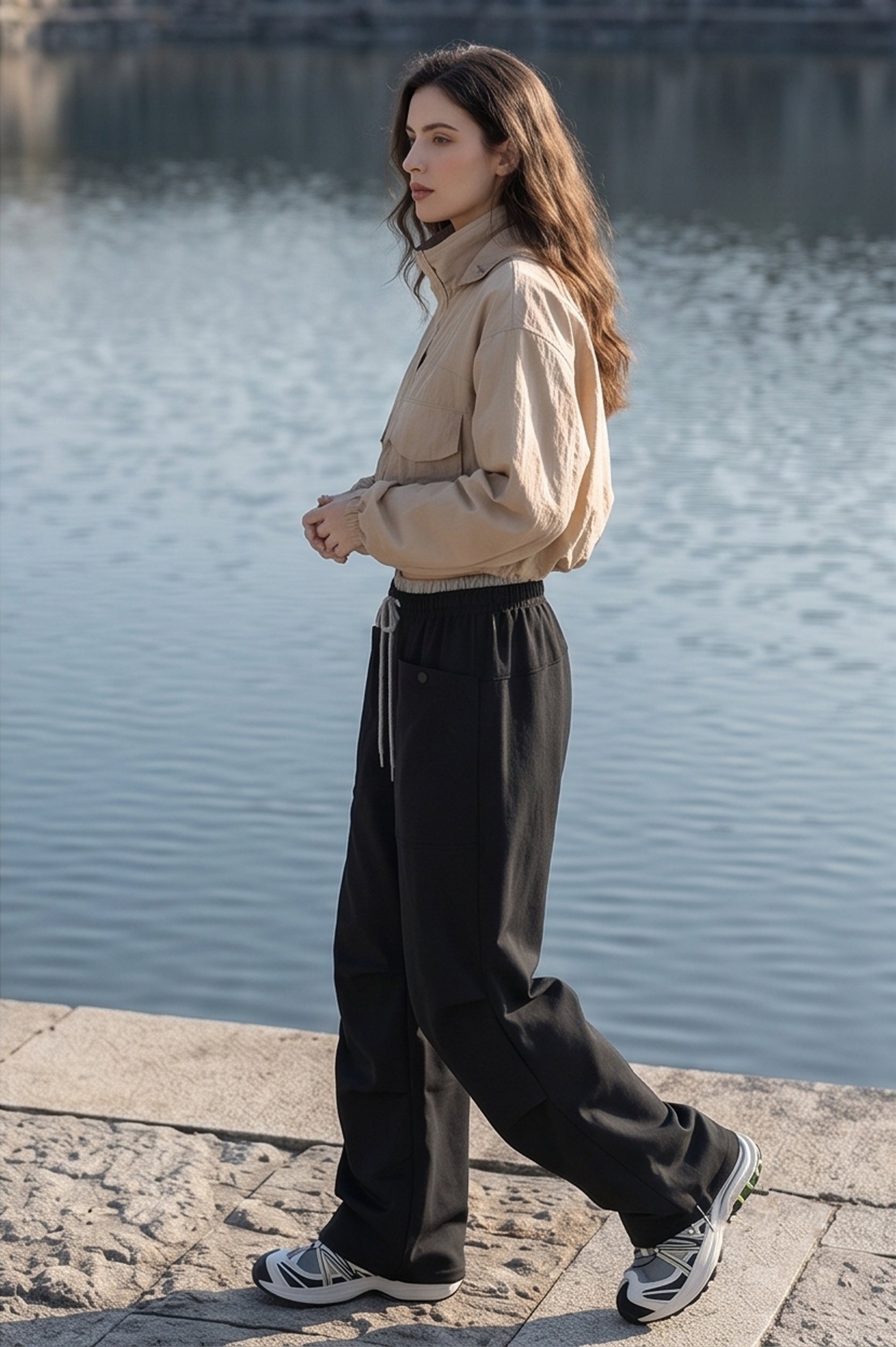 Quick Dry Cargo Wide Leg Cuffed Pants