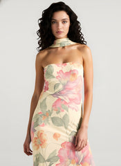 Floral Tie Fishtail Vacation Maxi Dress