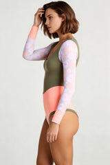 Backless Print Surfing One Piece Set