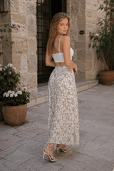 Digital Floral Print Tight High Slit Maxi Skirt