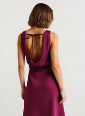 Satin Cowl Neck Fishtail Party Dress