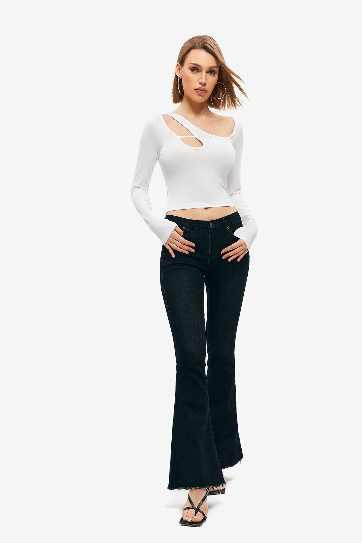 Asymmetrical Cut Out Long Sleeve T-shirt