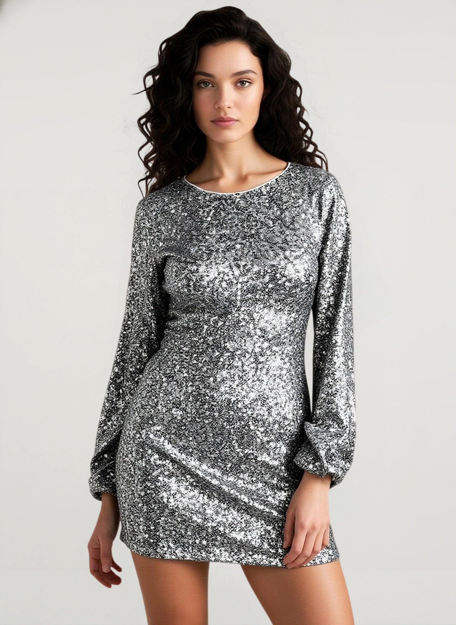 Elegant Slim Long Sleeve Sequin Dress