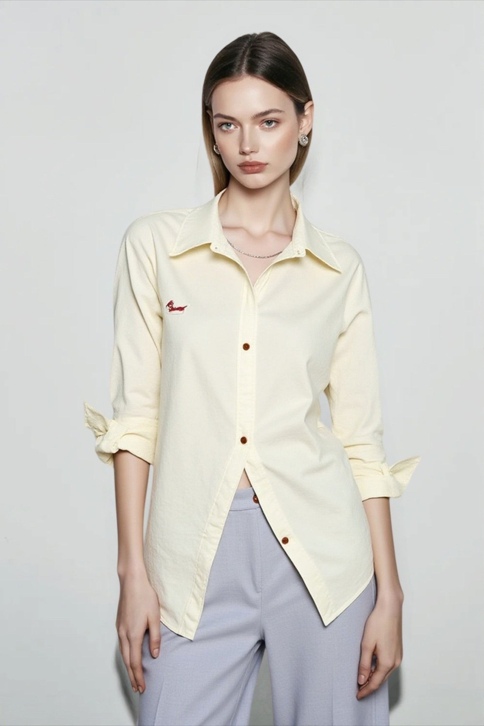 Linen Blend Embroidered Blouse