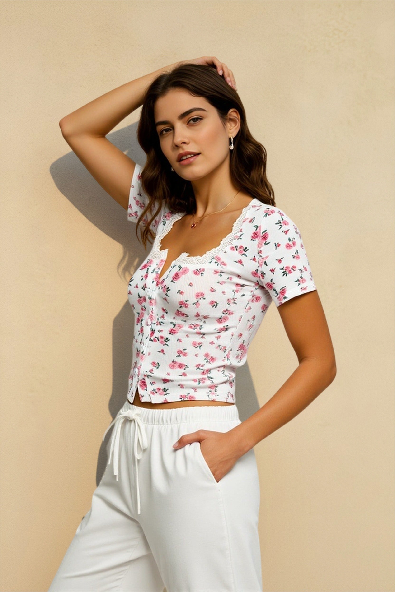 Vintage Print Fitted T-shirts