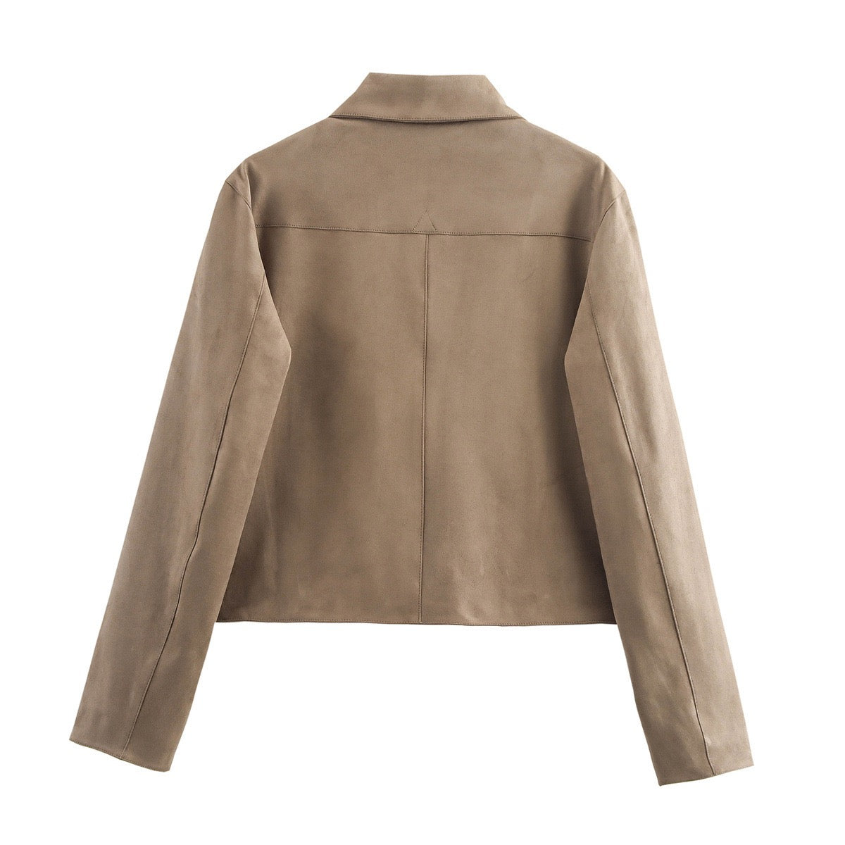 Suede Effect Soft Button Lapel Jacket