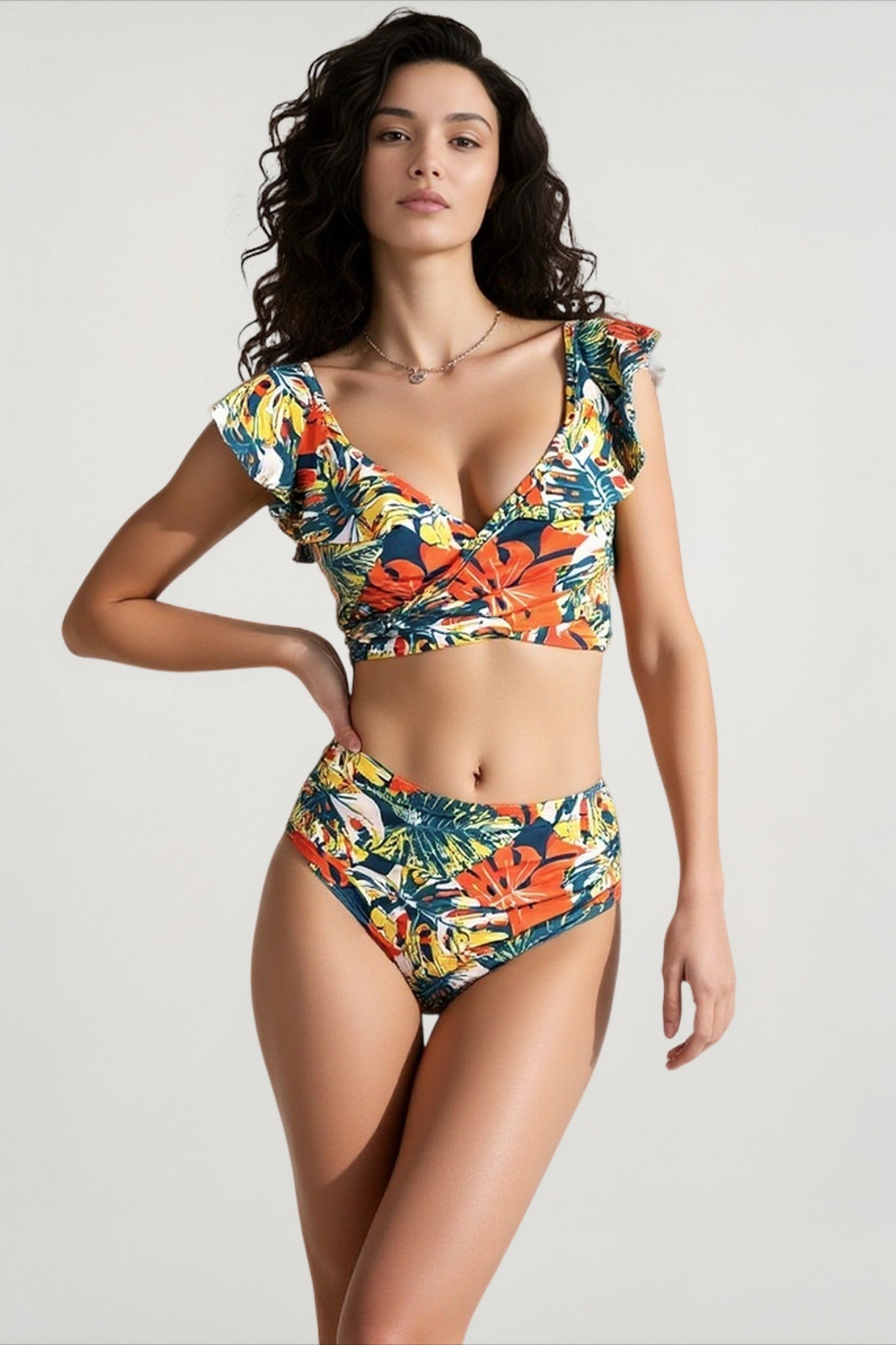 Print Summer Push Up High Waist Two Piece Swim Sets