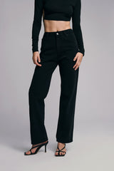 High Waist Dual Pocket Straight Pants