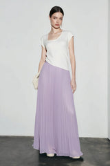 Chiffon Pleated Flowing Maxi Skirt