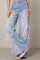 Bow High Waist Wide Leg Jeans