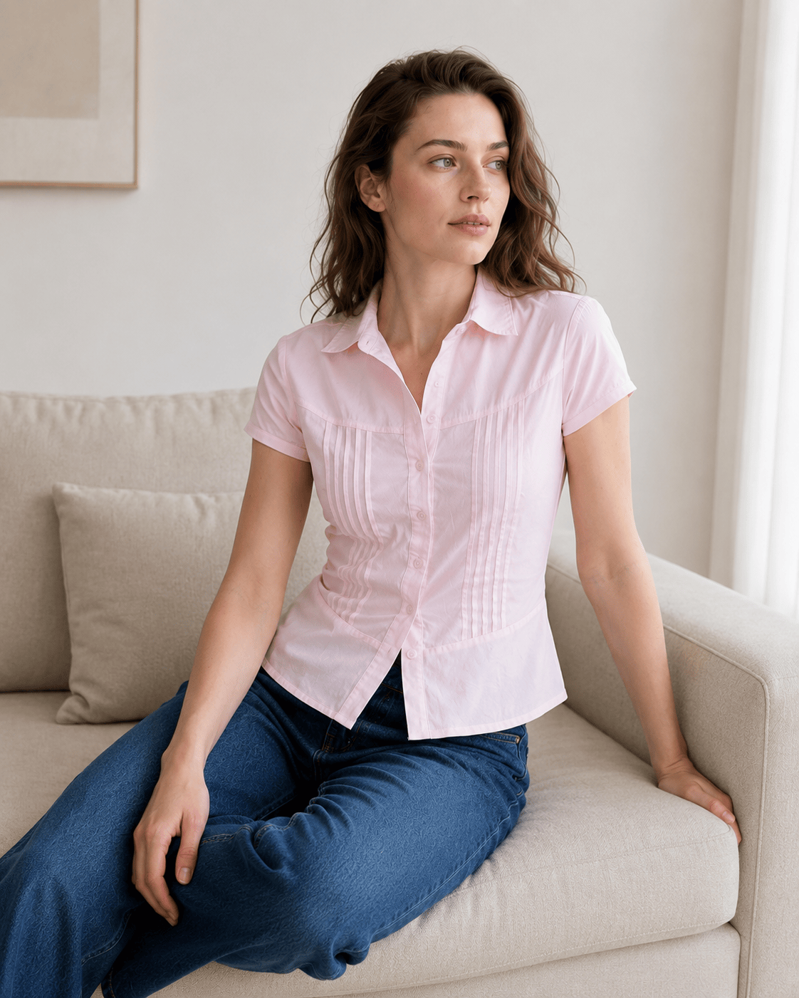 Unique Design Slim Fit Short Sleeve Blouse