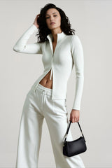 Stand Collar Slim Fit Dual Zip Cardigan