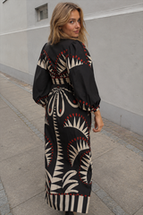 Retro Floral Long Sleeve Boho Dress