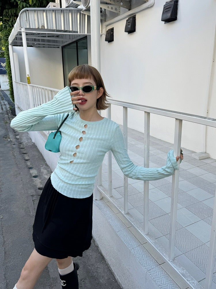 Hollow Knit Long Sleeve Sweater