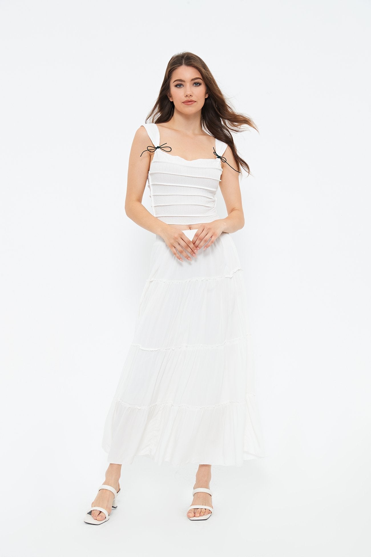 Sweetheart Seam Detail Cinched Waist Tank Top