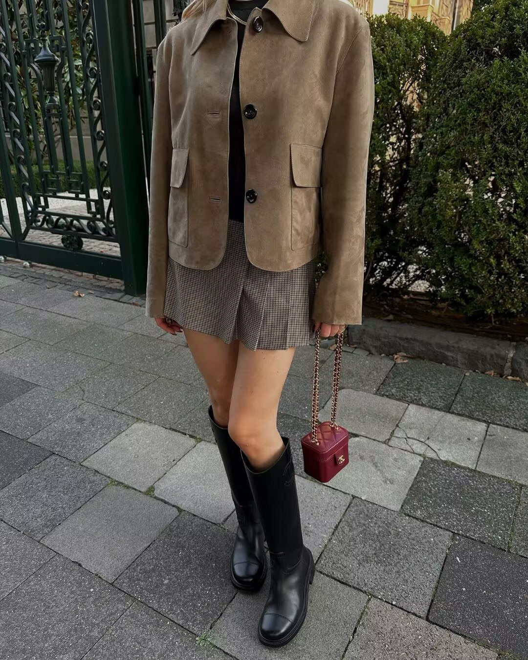 Suede Effect Soft Button Lapel Jacket
