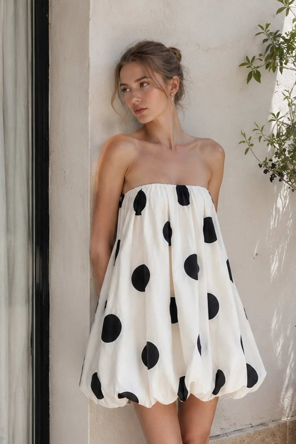 Polka Dot Print Bodycon Mini Dress