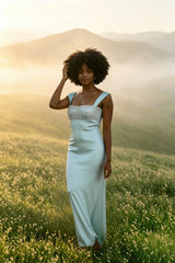 Patchwork Rhinestone Ruched Elegant Maxi Dress