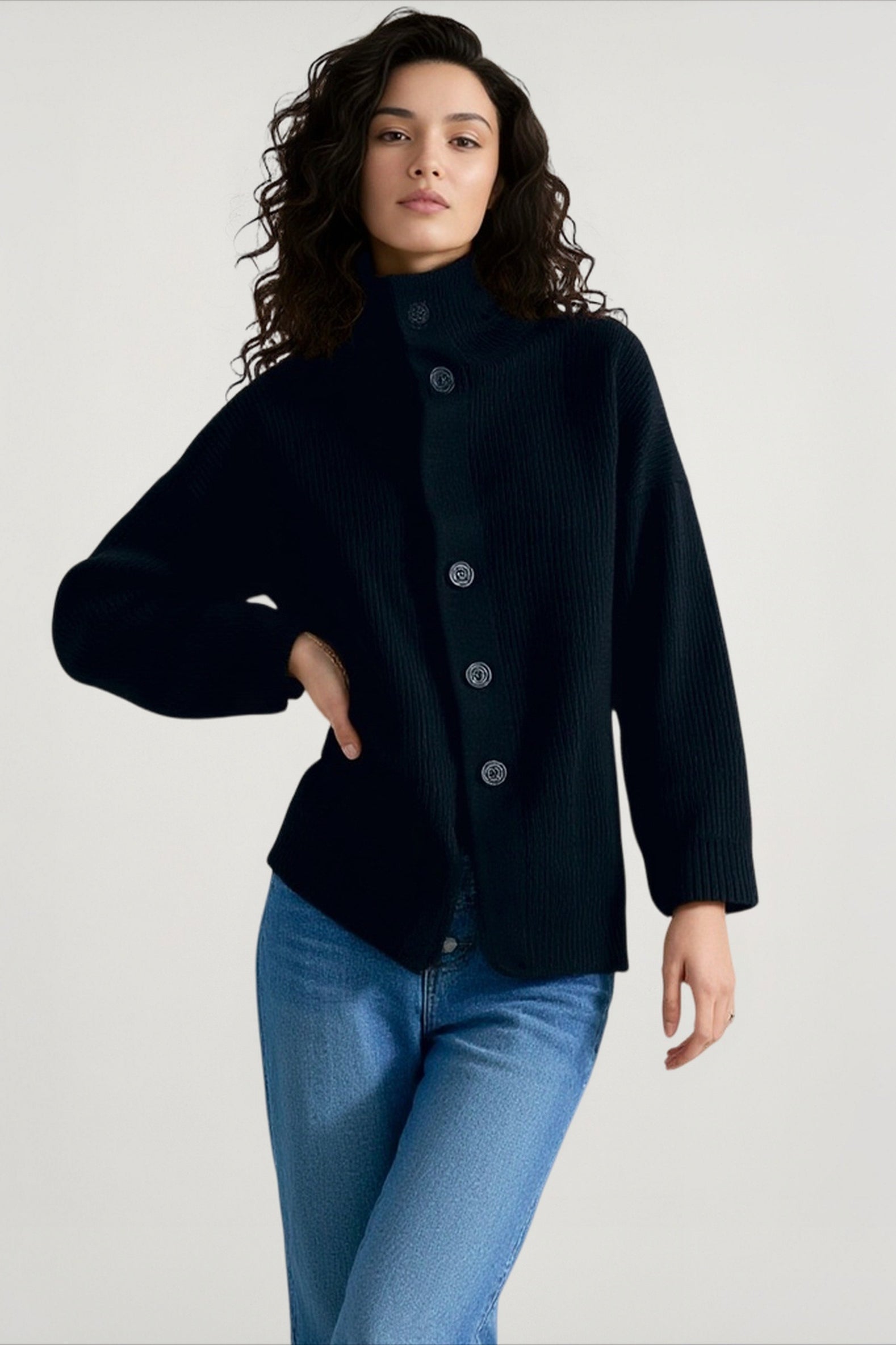 Ribbed Single Breasted Cardigan