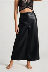 High Slit PU Leather Bodycon Skirt