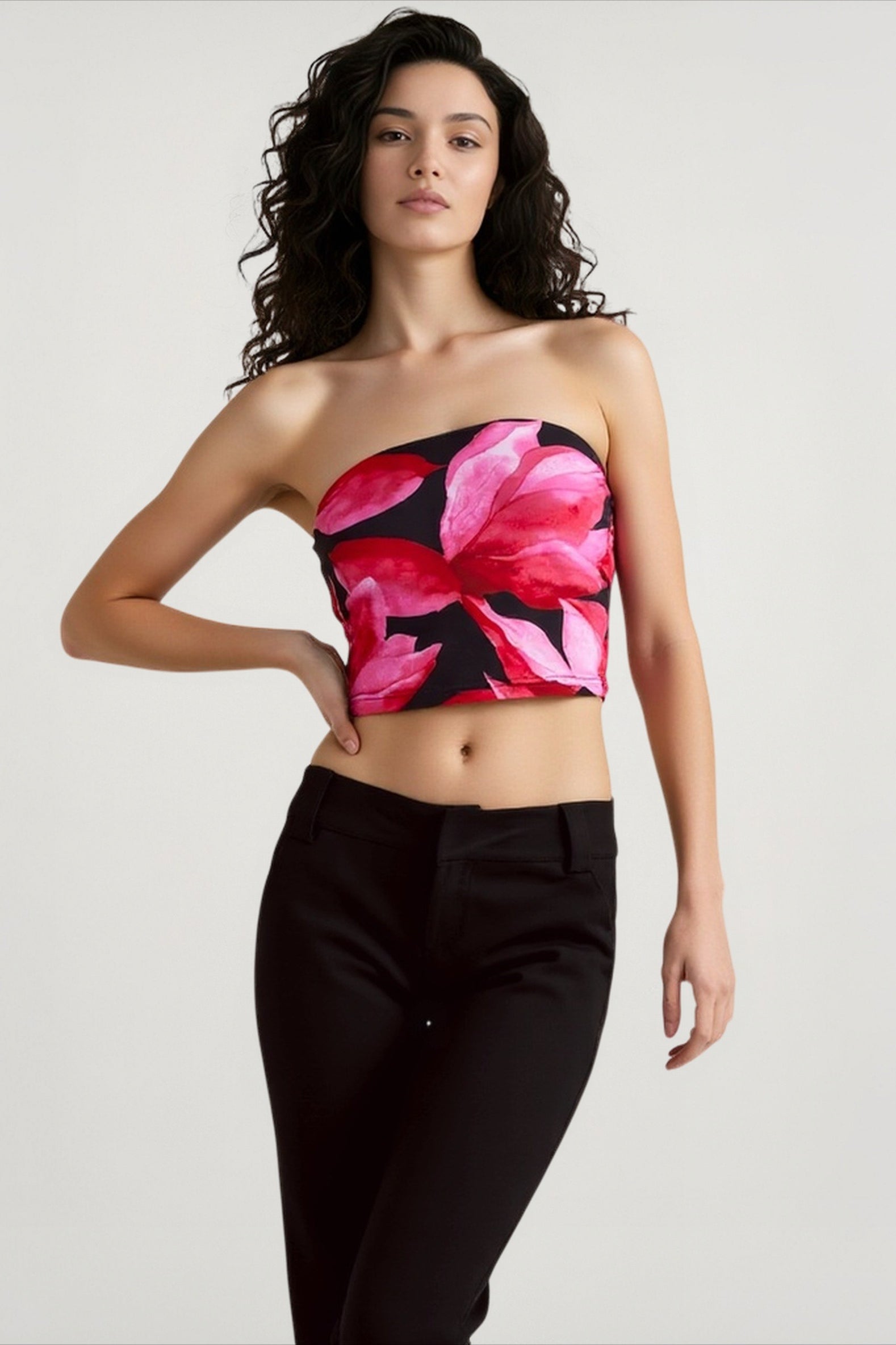 Floral Print Off-Shoulder Strapless