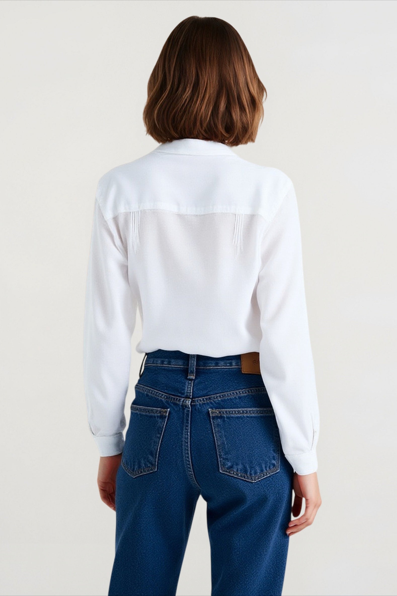 Linen Long Sleeve Pleated Blouse