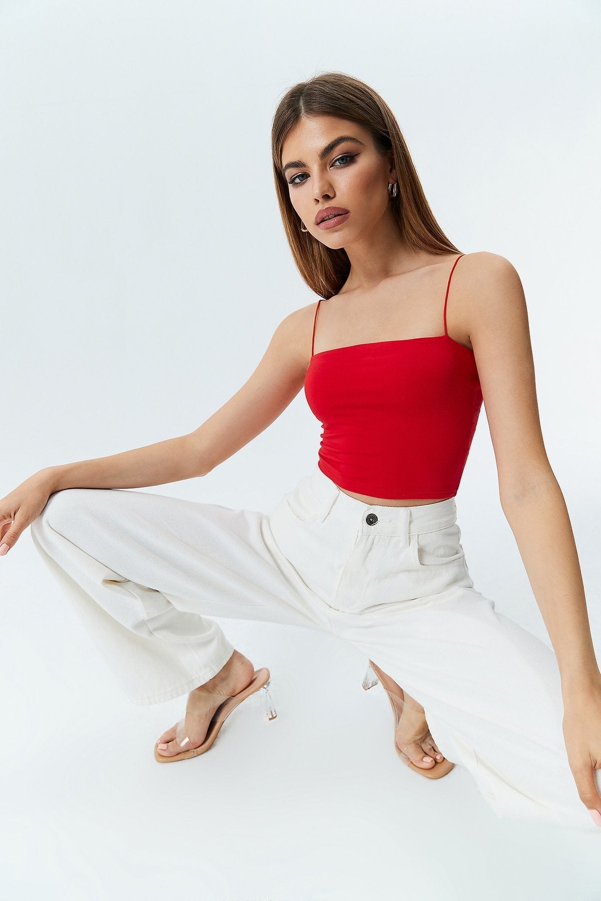 Solid Backless Cami Crop Tank Top